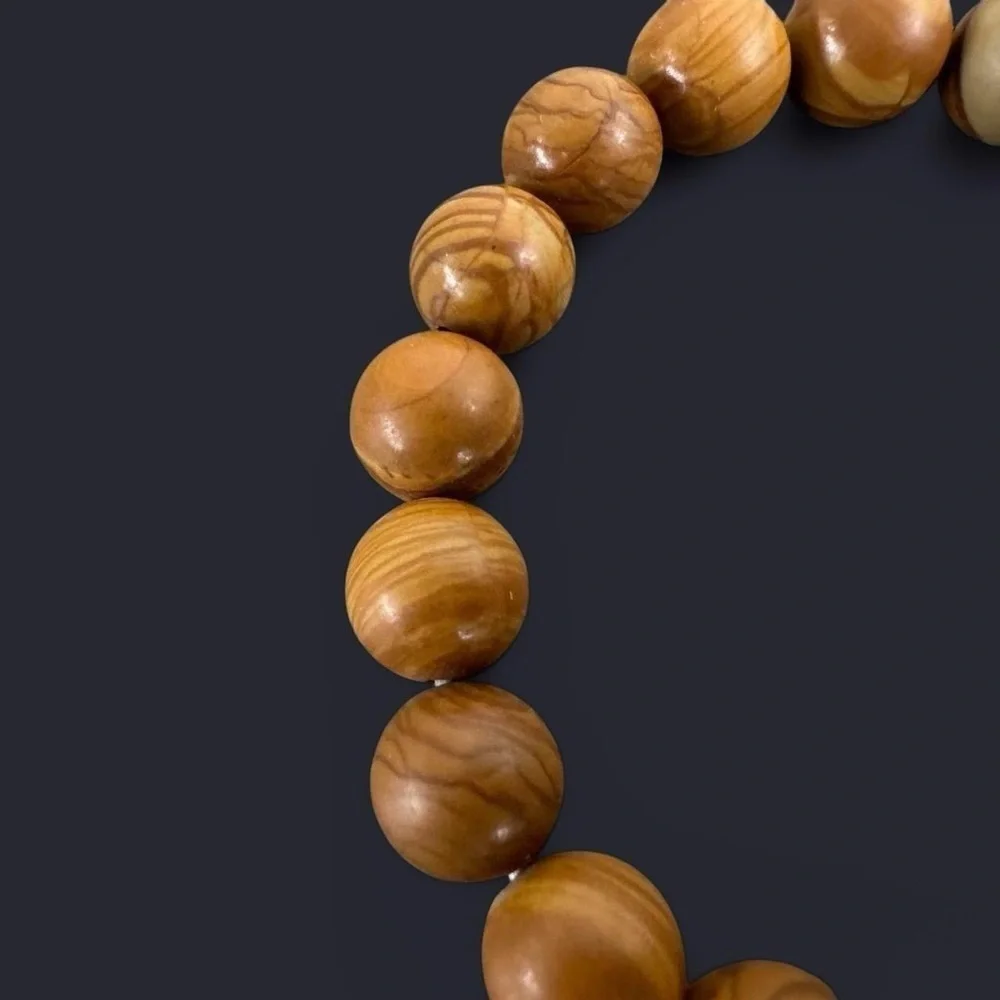 Wood Jasper Gemstone Bead Bracelet 10mm